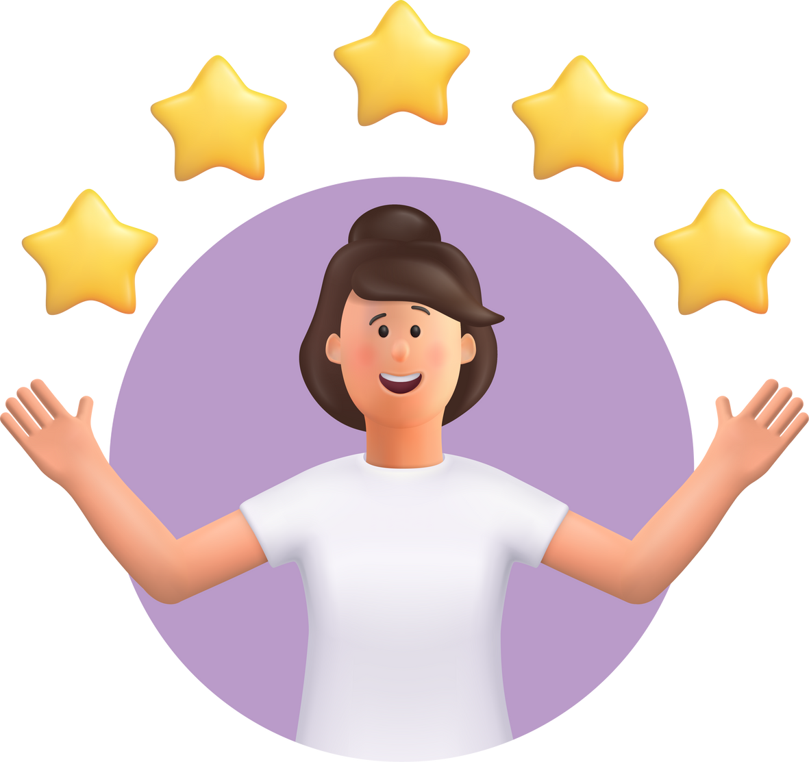 Woman Points Stars Good Review 3D Character